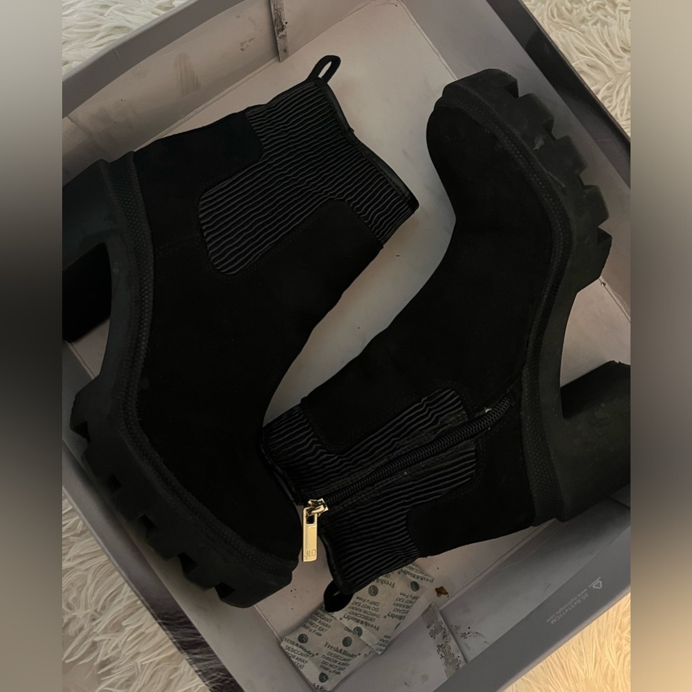 Black suede boots